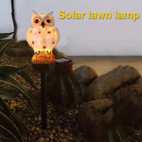 1pc Solar Resin Owl LED Light Stake; Outdoor Waterproof Path Light
