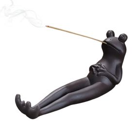1pc Frog Incense Stick Holder - Ceramic Incense Burner Ash Catcher; Frog Aromatherapy Ornament