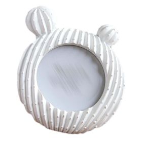 White Cactus 3x4 Resin Picture Frame Round Baby Photo Frame Tabletop Display Nursery Decor Baby Shower Gift
