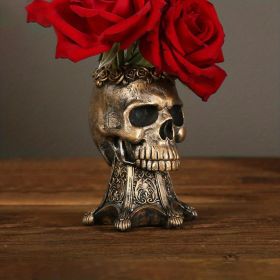1pc Halloween Vase, Halloween Decoration Party Skull Design Flower Pot
