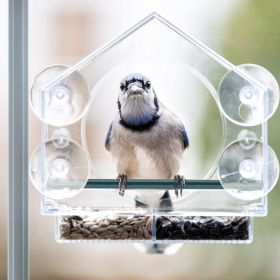 Pet bird feeder; Nature Anywhere Clear Plastic Window Bird Feeder for Outside