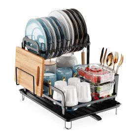 2-Tier Dish Drying Rack for Kitchen Counter Space Saving Rustproof Dish Rack