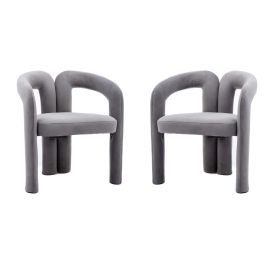 COOLMORE Contemporary Designed Velvet Fabric Upholstered Accent/Dining Barrel Side Chair
