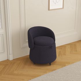 Gray Multi-Functional Storage Stool: 23" Movable Design with Pink Teddy Fleece Accents for Stylish Bedroom & Living Room Spaces