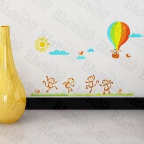 Monkey And Hot Balloon - Wall Decals Stickers Appliques Home Dcor