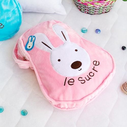 [Sugar Rabbit - Pink] Throw Blanket Pillow Cushion / Travel Pillow Blanket (25.2 by 37)