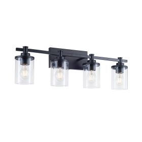 4-Light E26 Bulb Vanity Lights,Matte Black Bathroom Vanity Light Fixtures