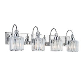 Iron Stainless Steel Crystal Bathroom Vanity Light Chrome Color 4-Light E26