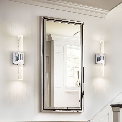 Contemporary Crystal Wall Light, Chrome Finish with Bubble Crystal, 2-Light Sconce
