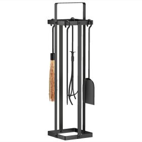 Outsunny Fireplace Tools Set Indoor Outdoor 5 Piece Heavy Duty Metal Fireplace Accessories Set with Brush Broom, Poker, Shovel