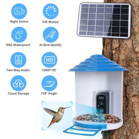 Smart Bird Feeder with Solar Powered Camera 1080P HD AI Identify PIR Motion Auto Capture Video