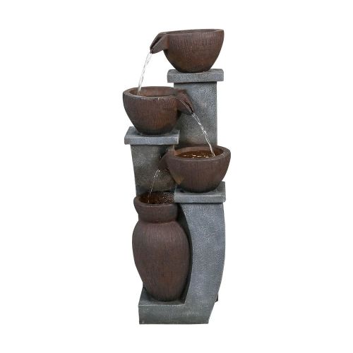 32.8" H 4-Tier Modern Indoor Outdoor - LED Lighted Fountains and Waterfalls