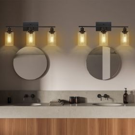 3 Light Wall Sconce Bathroom Vanity Lighting with Clear Glass Shade Fixture Modern Mounted Light