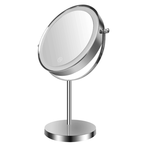 8-inch Makeup Mirror with Lights, Double Sided 1X/10X Magnifying Lighting Dimmable Vanity Mirror