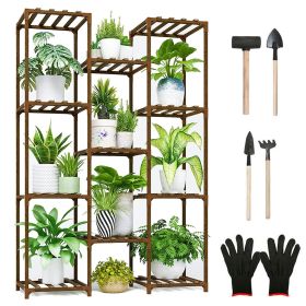 Multi-tier Wooden Plant Stand 11 Potted Flower Display Shelf Rack Vase Holder - Patio Balcony Garden