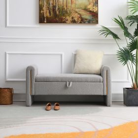 Modern Teddy Bed End Bench with Arms and Storage,Upholstered Large Foot Rest Stool, Comfy Window Vanity Bench for Living Room,Bedroom,Dorm