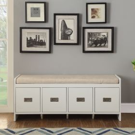 Beige and White Bench with Storage