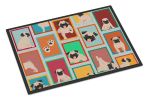 NEW Lots of Fawn Pug Doormat Front Door Mat Indoor Outdoor Rugs for Entryway, Non Slip Washable Low Pile, 18H X 27W