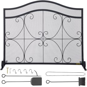 VEVOR Fireplace Screen, 38 x 26.5 Inch, Iron Freestanding Spark Guard