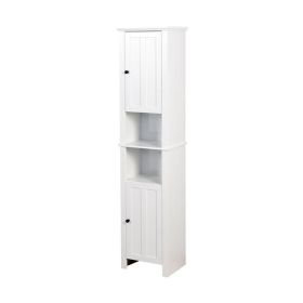 Bathroom Floor Storage Wooden Cabinet with 2 Doors Living Room