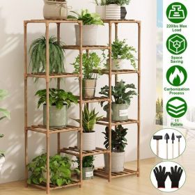 Multi-tier Wooden Plant Stand 11 Potted Flower Display Shelf, Vase Holder
