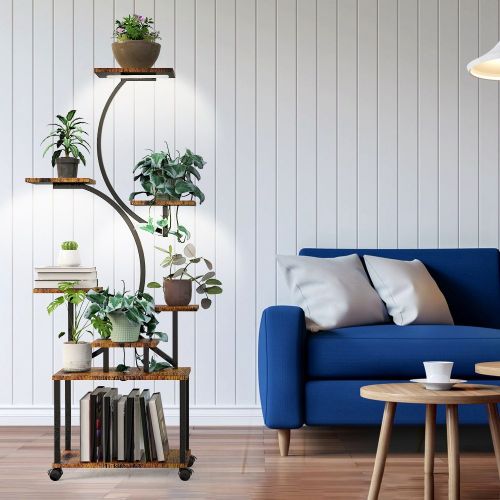 8 Tiered Plant Stand Indoor With Grow Lights S-shaped Lighted Plant Shelf 61.42in Plant Towe