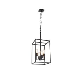 Farmhouse Pendant Light Black Square with Painted Finish