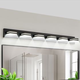 Modern Black LED Vanity Light, 6-Lights Wall Sconce - Sleek Minimalist Design