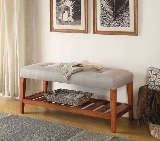 Charla Light Gray Fabric & Oak Finish Bench