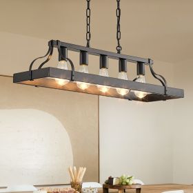 33.7-Inch Black – Modern Farmhouse Linear Chandelier for Dining Room