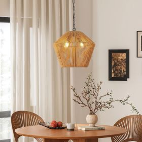 Boho Hemp Rope Pendant Light, Handcrafted Farmhouse Hanging Fixture