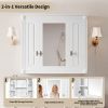 Bathroom Wall Cabinet with Mirror, Wall Mounted Medicine Cabinet with 4 Shelves, Mirrored Door Over Toilet Storage Cabinet, White