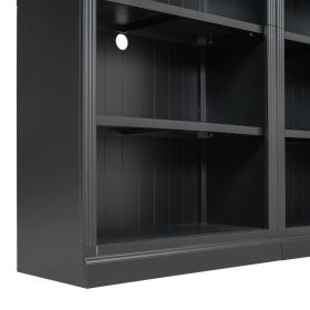 83" Tall 5-Tier Home Decor Wood Bookcase Suite with light strip
