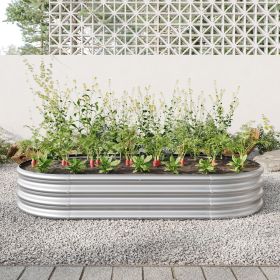 Raised Garden Bed Outdoor, Oval Large Metal Raised Planter Bed