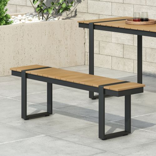 Outdoor Dining Bench, Gray + Natural