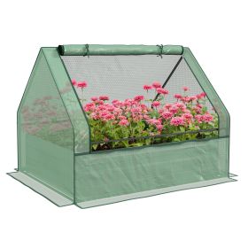 Outsunny Raised Garden Bed with Mini Greenhouse, Galvanized Outdoor Planter Box