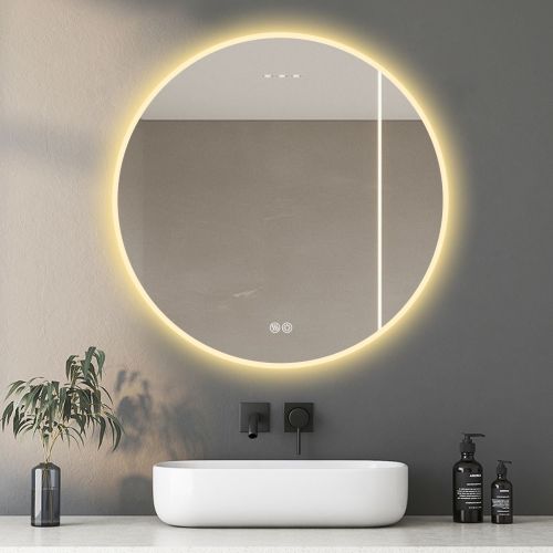 32'' LED Round LED Bathroom Mirror with Lights-Wall Mount Vanity, Anti-Fog