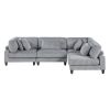 Living Room 4-Piece Modular Sectional Sofa Set Gray Corduroy Solid Wood Legs