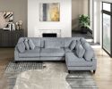 Living Room 4-Piece Modular Sectional Sofa Set Gray Corduroy Solid Wood Legs