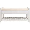 Shoe Rack with Cushioned Seat and Drawers, Multipurpose Entryway Storage Bench (White)