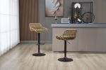COOLMORE Modern Swivel Bar Stools Set of 2 Adjustable Counter Height Chairs with Footrest for Kitchen, Dining Room (Green)