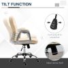 PU Leather Home Office Chair, Button Tufted Desk Chair with Padded Armrests, Adjustable Height and Swivel Wheels, Beige