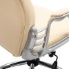 PU Leather Home Office Chair, Button Tufted Desk Chair with Padded Armrests, Adjustable Height and Swivel Wheels, Beige