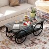Modern Style Rectangle Coffee Table End Side with Sturdy Base (Black)