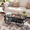 Modern Style Rectangle Coffee Table End Side with Sturdy Base (Black)