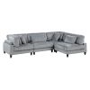 Living Room 4-Piece Modular Sectional Sofa Set Gray Corduroy Solid Wood Legs