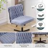 Armless Office Desk Chair No Wheels, BLUE