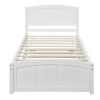 Twin size Platform Bed with Trundle, White