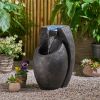 Weather Resistant Floor Fountain with Light, Multi-Gray