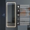 LED aluminum alloy frameless rounded rectangular white full-length mirror with stand 63 * 16 * 1 inch Bathroom Vanity Mirror for Bedroom Entryway